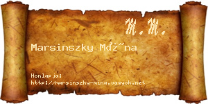 Marsinszky Mína névjegykártya